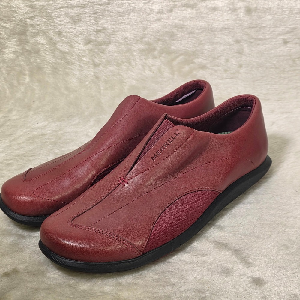 Merrell Encore Pepper Red Leather Slip On Walking Shoes Loafers Womens 8 Unworn